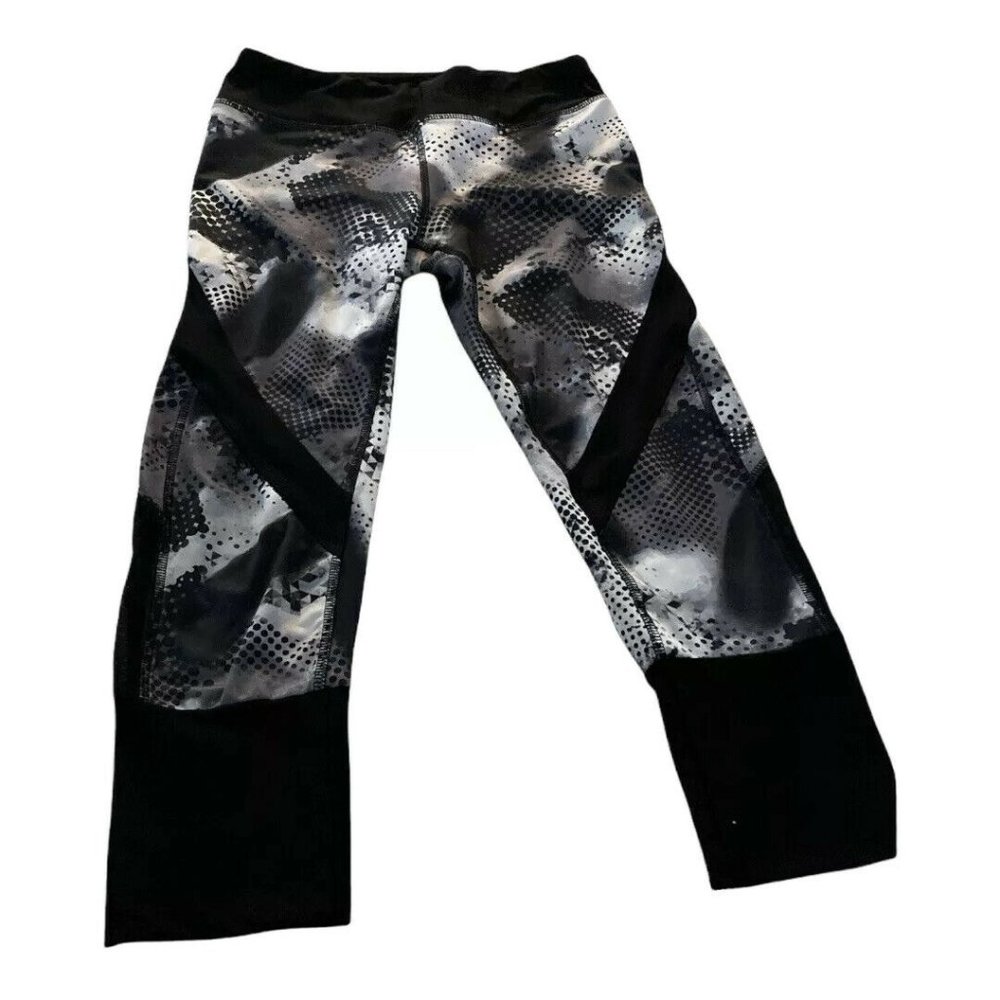 RBX Live Life Active Cropped Leggings Yoga Womens Size Small Black Grey Mesh
